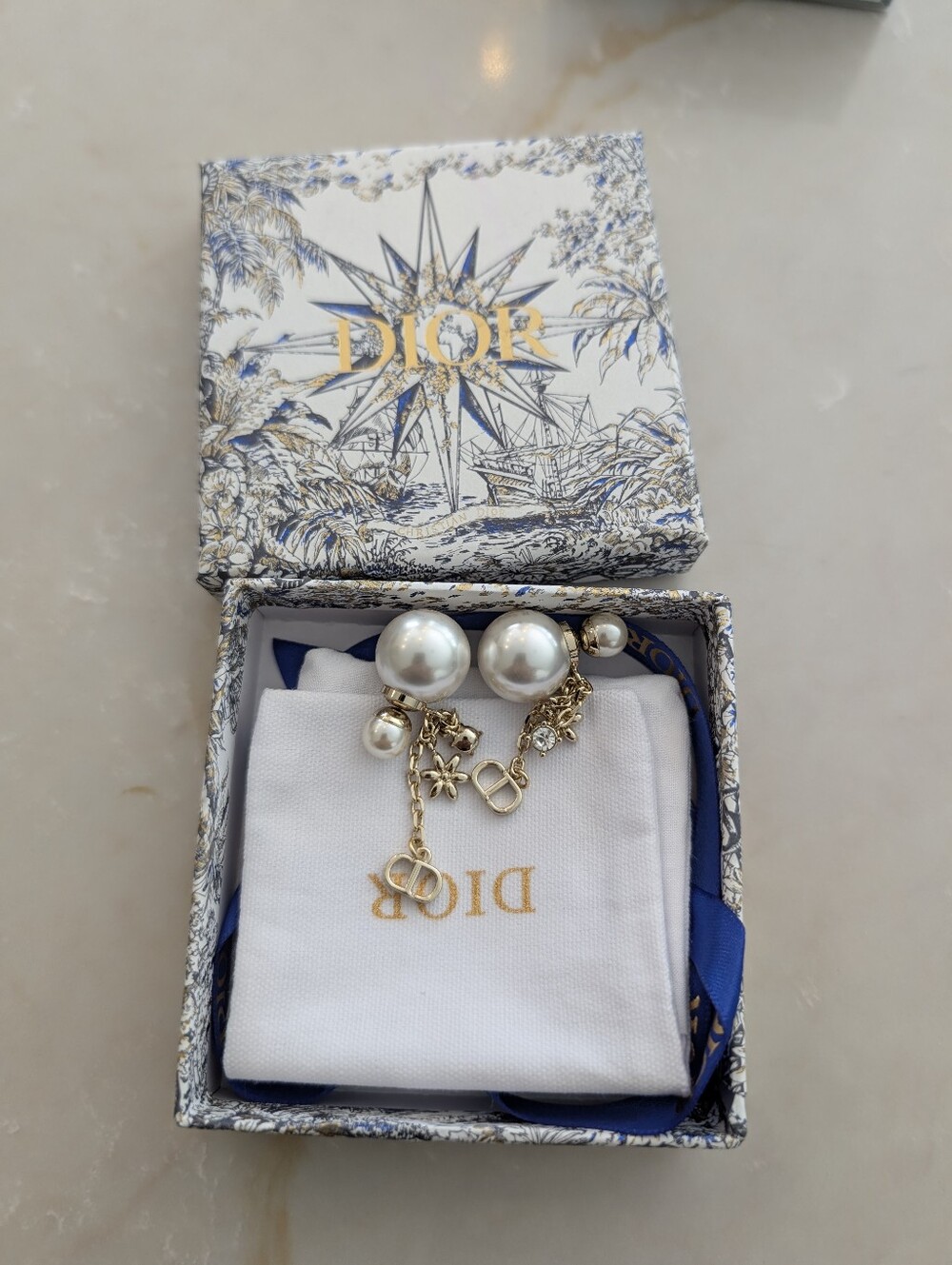 Dior Gold-Tone Pearl Drop Earrings - White Pearls